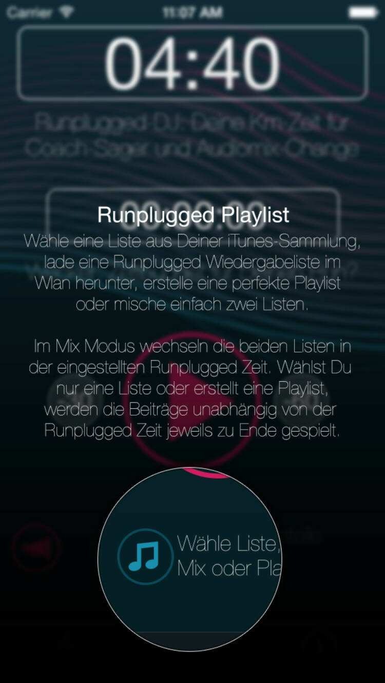 (APP) Runplugged Playlist: Wähle eine Liste aus Deiner iTunes-Sammlung, lade eine Runplugged Wiedergabeliste herunter, erstelle eine perfekte Playlist oder mische einfach zwei Listen. Im Mix Modus wechseln die beiden Listen in der eingestellten Runplugged Zeit. Wählst Du nur eine Liste oder erstellt eine Playlist, werden die Beiträge unabhängig von der Runplugged Zeit jeweils zu Ende gespielt - Appdownload unter http://bit.ly/1lbuMA9