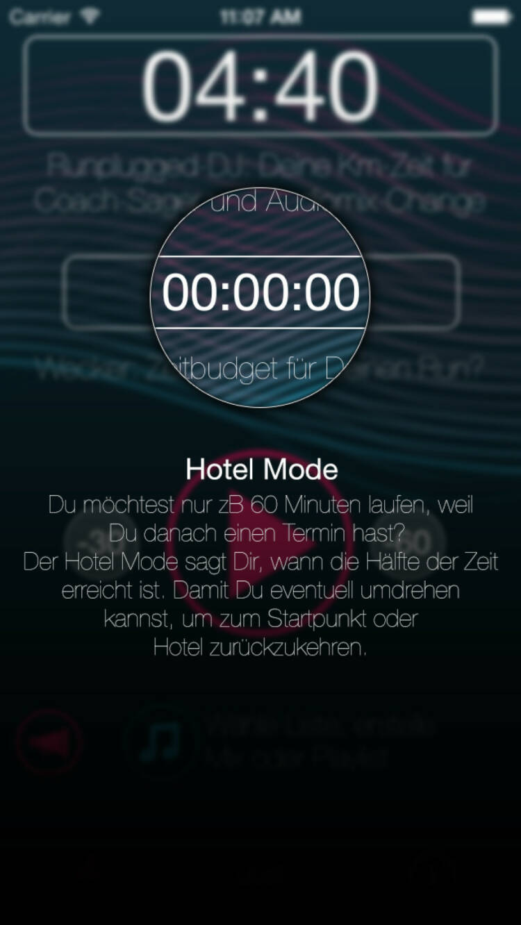 (APP) Runplugged Hotel Mode: Du möchtest nur zB 60 Minuten laufen, weil Du danach einen Termin hast? Der Hotel Mode sagt Dir, wann die Hälfte der Zeit erreicht ist. Damit Du eventuell umdrehen kannst, um zum Startpunkt oder Hotel zurückzukehren - Appdownload unter http://bit.ly/1lbuMA9