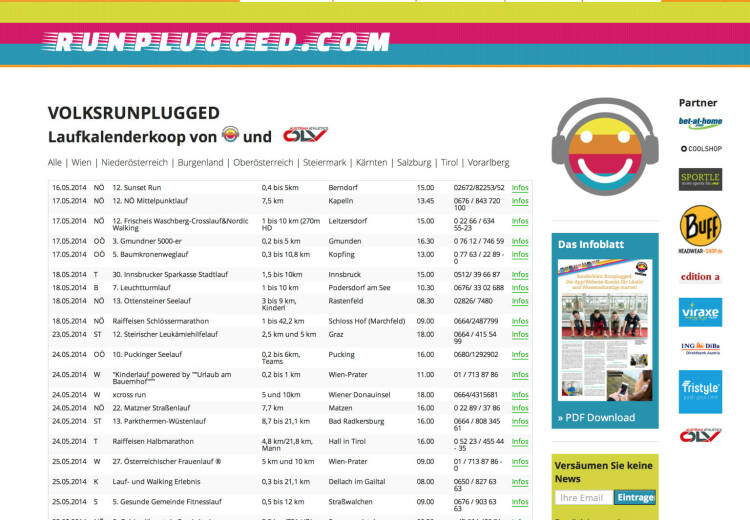 (WEB) http://www.runplugged.com/volksrunplugged - der Laufkalender, zunächst für Österreich - Appdownload unter http://bit.ly/1lbuMA9