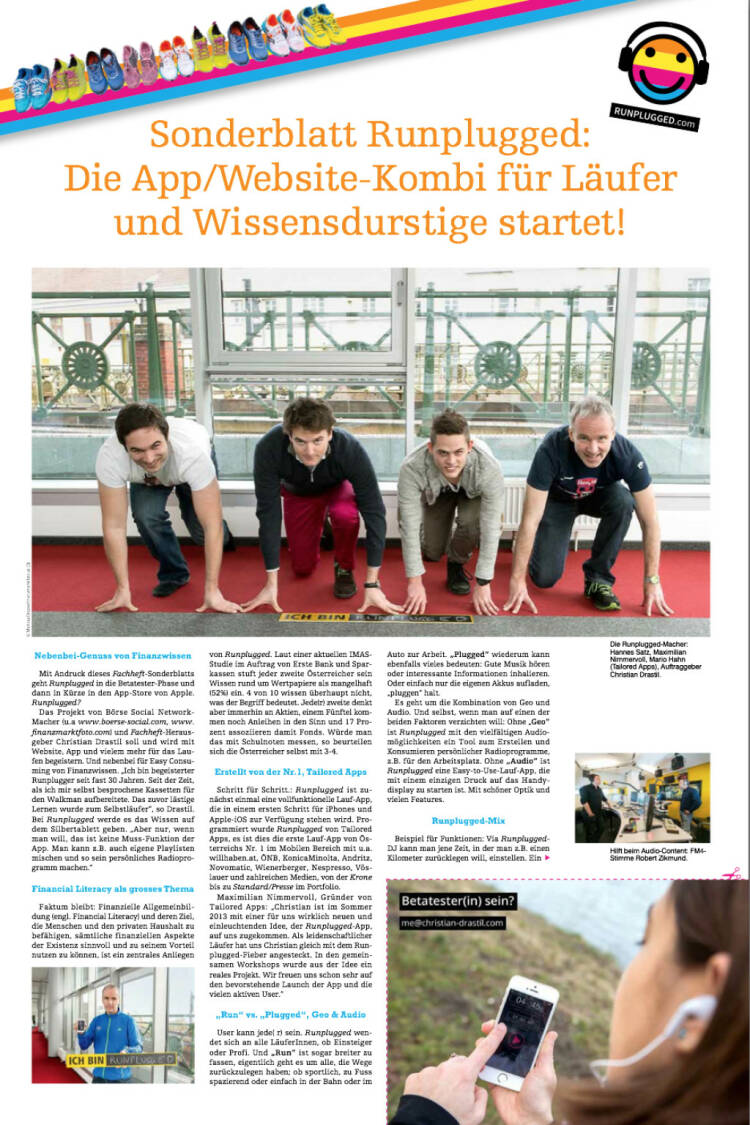 Sonderblatt Runplugged mit den Entwicklern von Tailored Apps und mir als Auftraggeber http://runplugged.com/static/fachheft18_rp.pdf